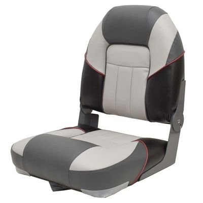 Boat Centurion Folding Fishing Seat 75129GC | Premium Gray Charcoal Red