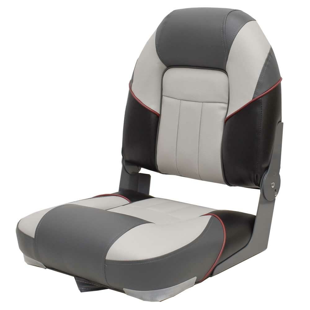 Boat Centurion Folding Fishing Seat 75129GC | Premium Gray Charcoal Red