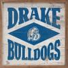 Kendrick Home + Stadium Diamond Logo Collegiate Framed Square Wood Sign With State And Team Logo (Drake Bulldogs, 24x24) view 1