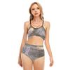 All-Over Print Women's Bikini Swimsuit With Cross Straps, KR8VSOSLLC (2XL, L, M, S, XL, XS, All-Over Print Women's Bikini Swimsuit With Cross Straps, Grey) view 1