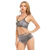 All-Over Print Women's Bikini Swimsuit With Cross Straps, KR8VSOSLLC (2XL, L, M, S, XL, XS, All-Over Print Women's Bikini Swimsuit With Cross Straps, Grey) view 2