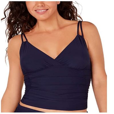 Calvin Klein Ruched Tankini Top (as1, Alpha, x_l, Regular, Regular, Navy, XL)