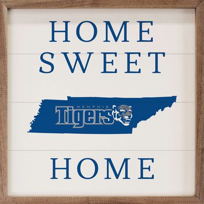 Kendrick Home + Stadium Home Sweet Home Collegiate Framed Square Wood Sign With State And Team Logo (12x12, Home Sweet Home Memphis)