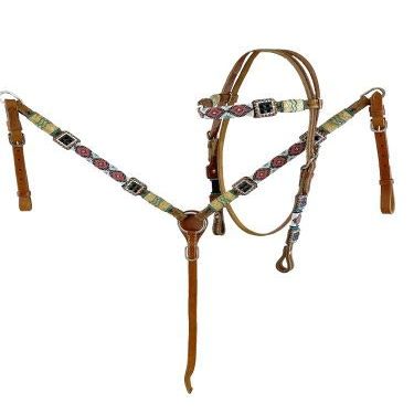 Showman Beaded Browband Bridle & Breast Collar Set