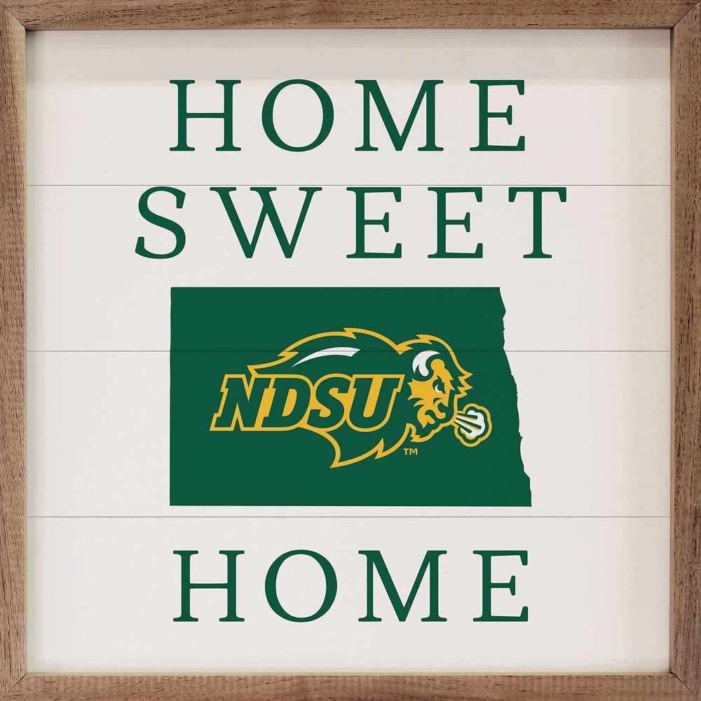 Kendrick Home + Stadium Home Sweet Home Collegiate Framed Square Wood Sign With State And Team Logo (12x12, Home Sweet Home NDSU)