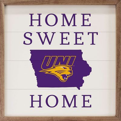 Kendrick Home + Stadium Home Sweet Home Collegiate Framed Square Wood Sign With State And Team Logo (12x12, Home Sweet Home UNI)