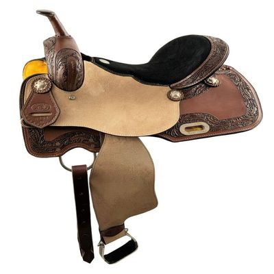 Circle S Barrel Style Floral Tooled Saddle (15")