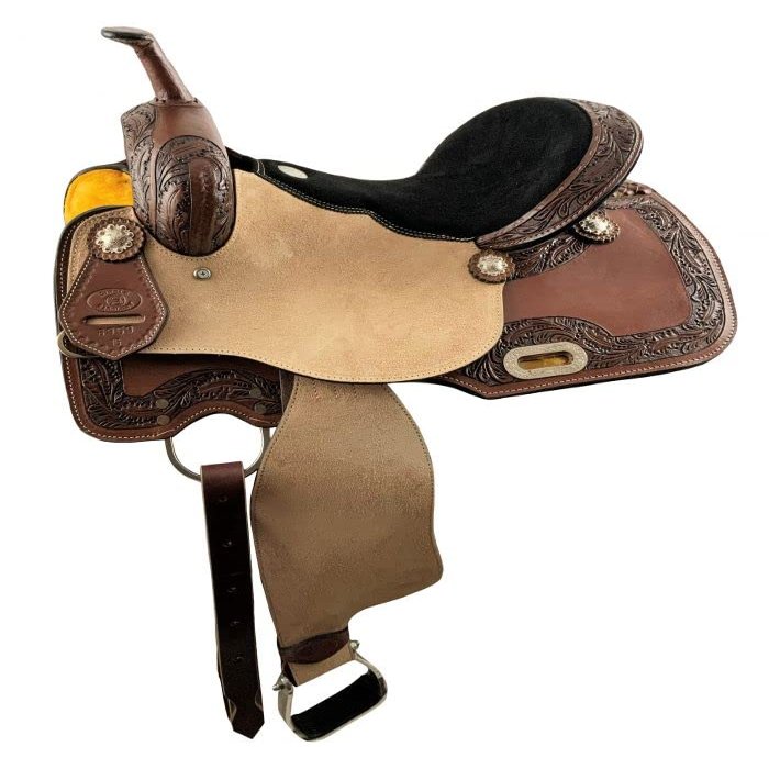 Circle S Barrel Style Floral Tooled Saddle (15")