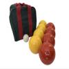BuyBocceBalls Listing - Made in USA, Premium Quality Engraved Tournament Bocce Set, 998 Grams (2 lbs. 3.2 oz.). Various Bag Colors - 110mm Yellow and Light Red Balls, Nylon Bag view 1