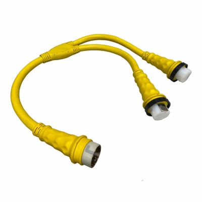 Amp Up Marine 125 Volt 50 Amp Male X (2) 125V 50A Female Y Splitter Shore Power Boat Adapter - 31424