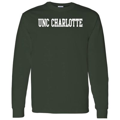 AL01 - UNC Charlotte Forty-Niners Basic Block Long Sleeve T Shirt - 2X-Large - Forest