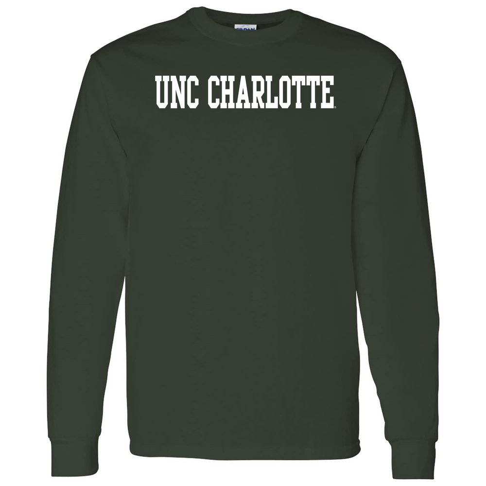 AL01 - UNC Charlotte Forty-Niners Basic Block Long Sleeve T Shirt - 2X-Large - Forest