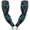 Millenti Cooling Arm Sleeve Compression - Sun Protection Sport Recovery Sleeves, Cools when Wet, Unisex in 4 Sizes - 2pcs (Black with Blue Lines, Medium) view 1