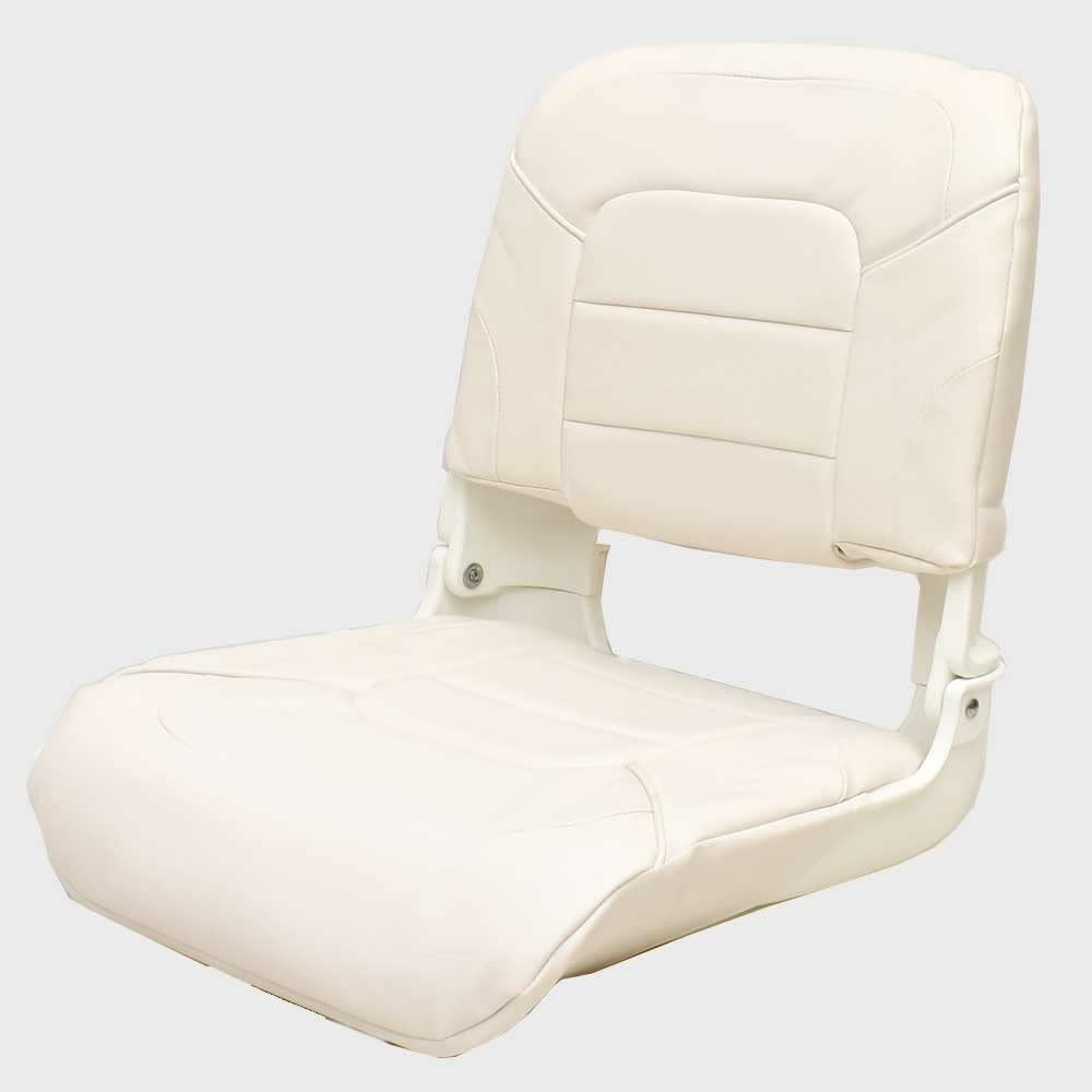 Boat High Back Folding Fishing Seat 75140W | All Weather Solid White