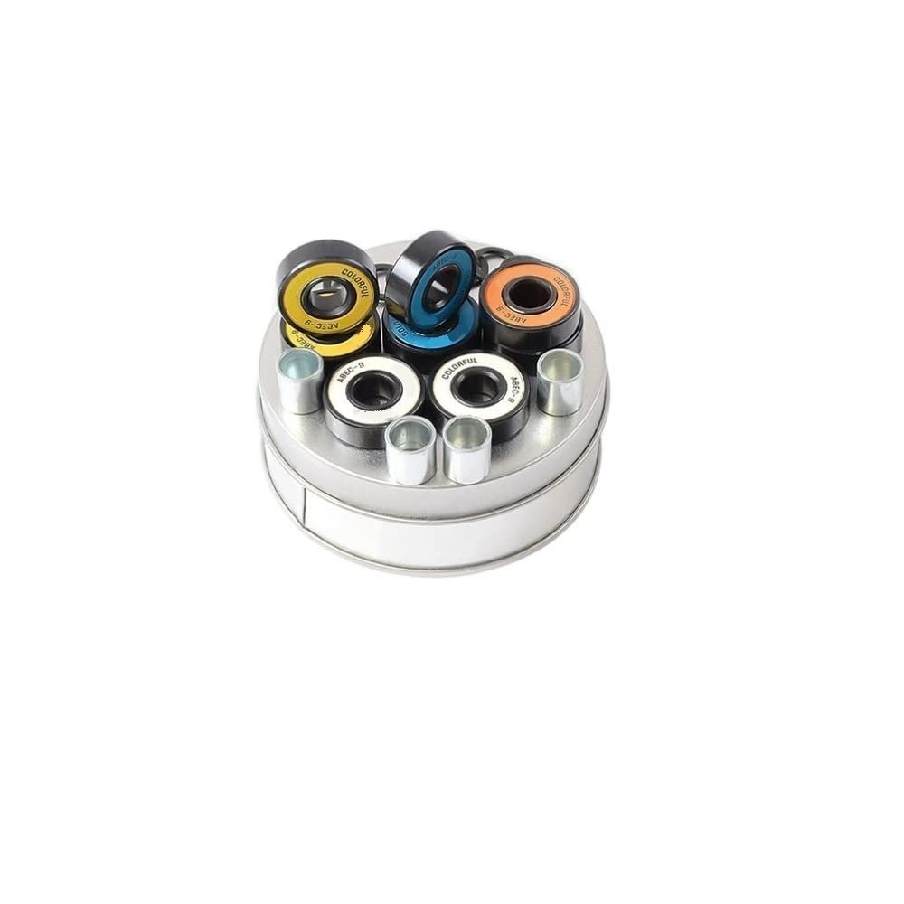 SUOFEILAIMU 608 2RS Double-Warped Skateboard Bearings 16PCS Colorful Four-Wheel Skateboard Bearings Random Color MS2302-8
