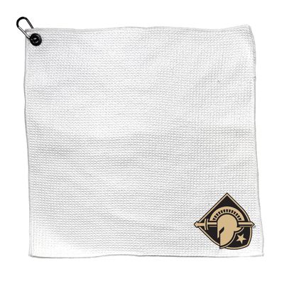 Team Golf NCAA WESTPOINT - Army Microfiber Towel - 15" X 15" (White) with Carabiner Clip, Premium Microfiber with Deep Waffle Pockets - Superior Water Absorption and Quick Dry Golf Cleaning Towel