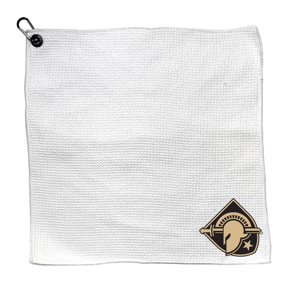 Team Golf NCAA WESTPOINT - Army Microfiber Towel - 15" X 15" (White) with Carabiner Clip, Premium Microfiber with Deep Waffle Pockets - Superior Water Absorption and Quick Dry Golf Cleaning Towel