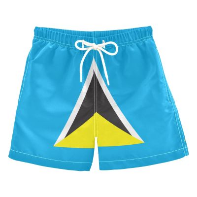 Aflyko Patriot Board Shorts Flag of Saint Lucia Boys Girls Swim Trunk Kid Beach Swimwear Bathing Suit