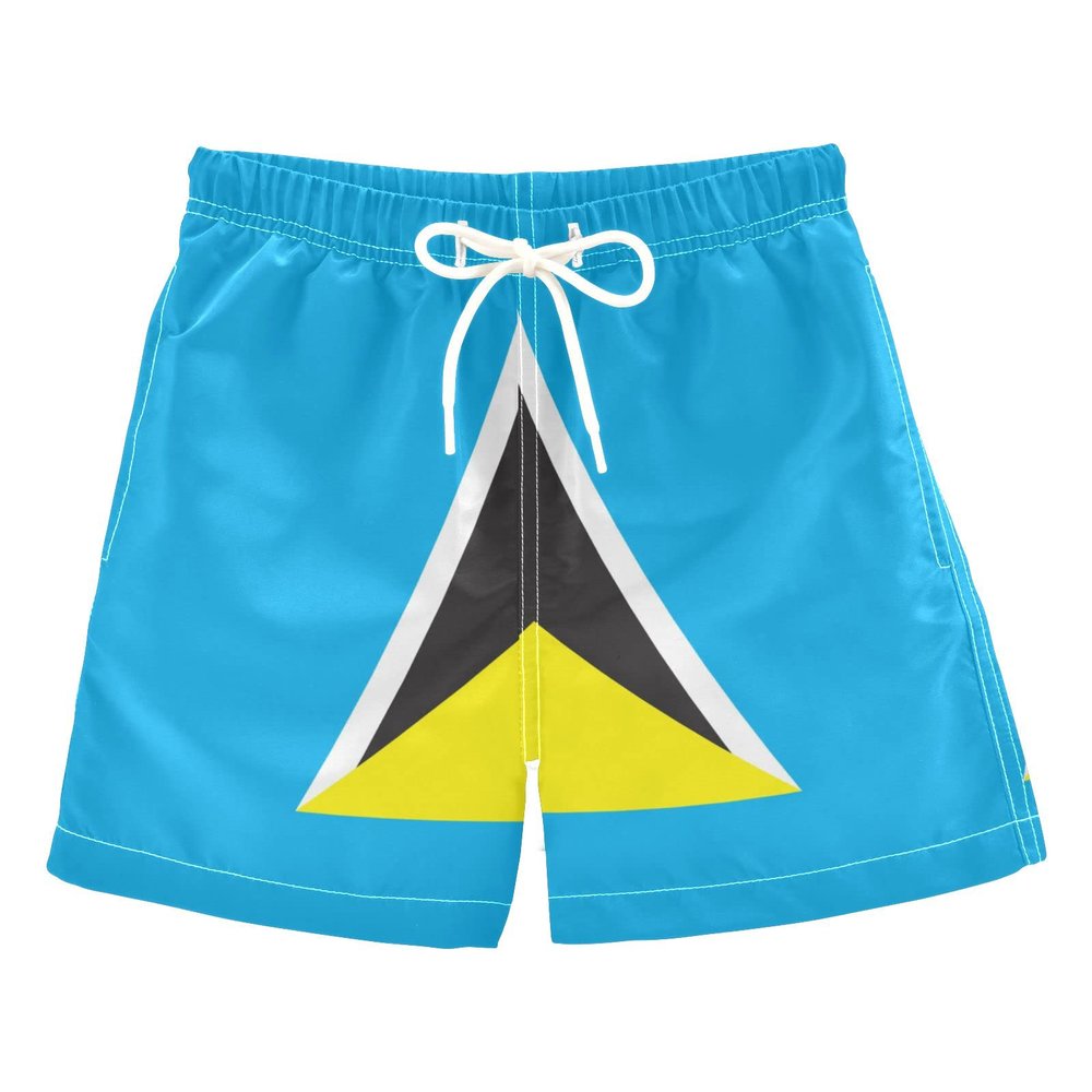 Aflyko Patriot Board Shorts Flag of Saint Lucia Boys Girls Swim Trunk Kid Beach Swimwear Bathing Suit