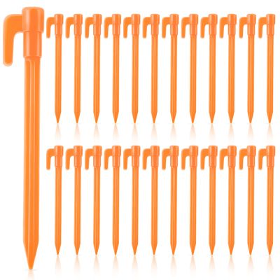 24 Pack Plastic Tent Stakes 5.7 Inch Heavy Duty Canopy Anchoring Pegs Plastic Tent Pegs Sand Stakes Outdoor Beach Spikes for Camping, Gardening, Landscaping, Backpacking(Orange)