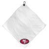 Team Golf NFL SAN Francisco 49ERS Microfiber Towel - 15" X 15" (White) with Carabiner Clip, Premium Microfiber with Deep Waffle Pockets - Superior Water Absorption and Quick Dry Golf Cleaning Towel view 1