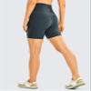 CRZ YOGA Women's Brushed Naked Feeling Biker Shorts 6'' - High Waist Matte Workout Gym Running Spandex Melanite Small view 4
