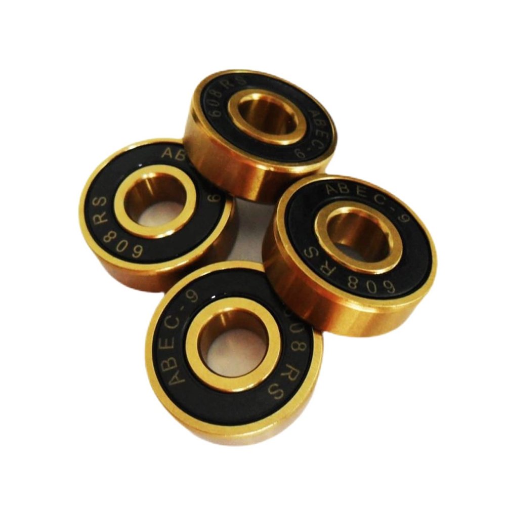 SUOFEILAIMU 10PC 608 2RS Gold Ring Longboard Skateboard Inline Skate Bearings 8x22x7mm
