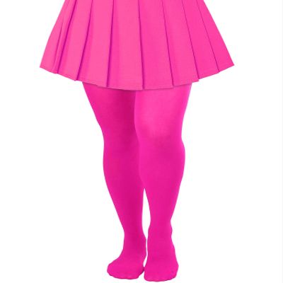 Lastclream High Waisted Tights for Women Cosplay Costume Stockings 80 Denier Semi Opaque Pantyhose Full Footed (Hotpink)