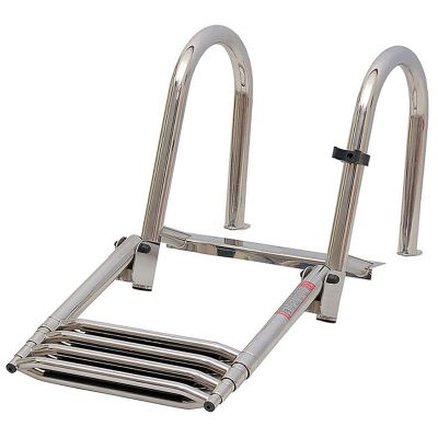 4 Steps Telescopic Boat Pool Ladder Bathing Ladder Boat Foldable Bathing Ladder Stainless Steel with Non-Slip Pedals Boat Ladder Telescopic Ladder for Marina Yachts