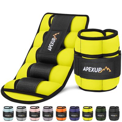 APEXUP 10lbs/Pair Adjustable Ankle Weights for Women and Men, Modularized Leg Weight Straps for Yoga, Walking, Running, Aerobics, Gym, Physical Therapy (Yellow)