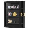 TJ.MOREE Championship Ring Display Case, 9 Posts Baseball & MoreDisplay Case, 8x10 Wall Mount Wooden Glass Shadow Box with Locks - Black view 1