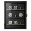 TJ.MOREE Championship Ring Display Case, 9 Posts Baseball & MoreDisplay Case, 8x10 Wall Mount Wooden Glass Shadow Box with Locks - Black view 2