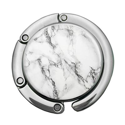 Bosketo Foldable Purse Hook Womens Bag Table Hanger Collection Desk Hooks for Purse (1pack White Marble Hook)