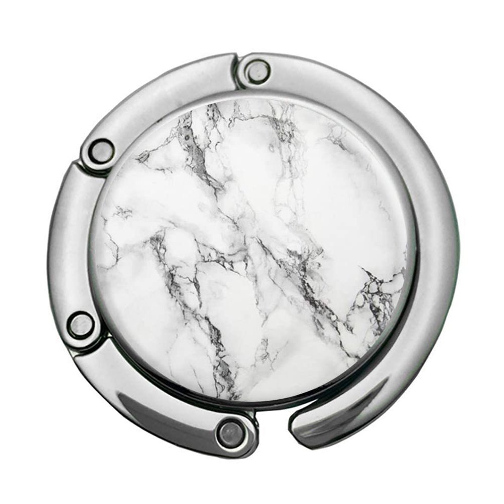 Bosketo Foldable Purse Hook Womens Bag Table Hanger Collection Desk Hooks for Purse (1pack White Marble Hook)