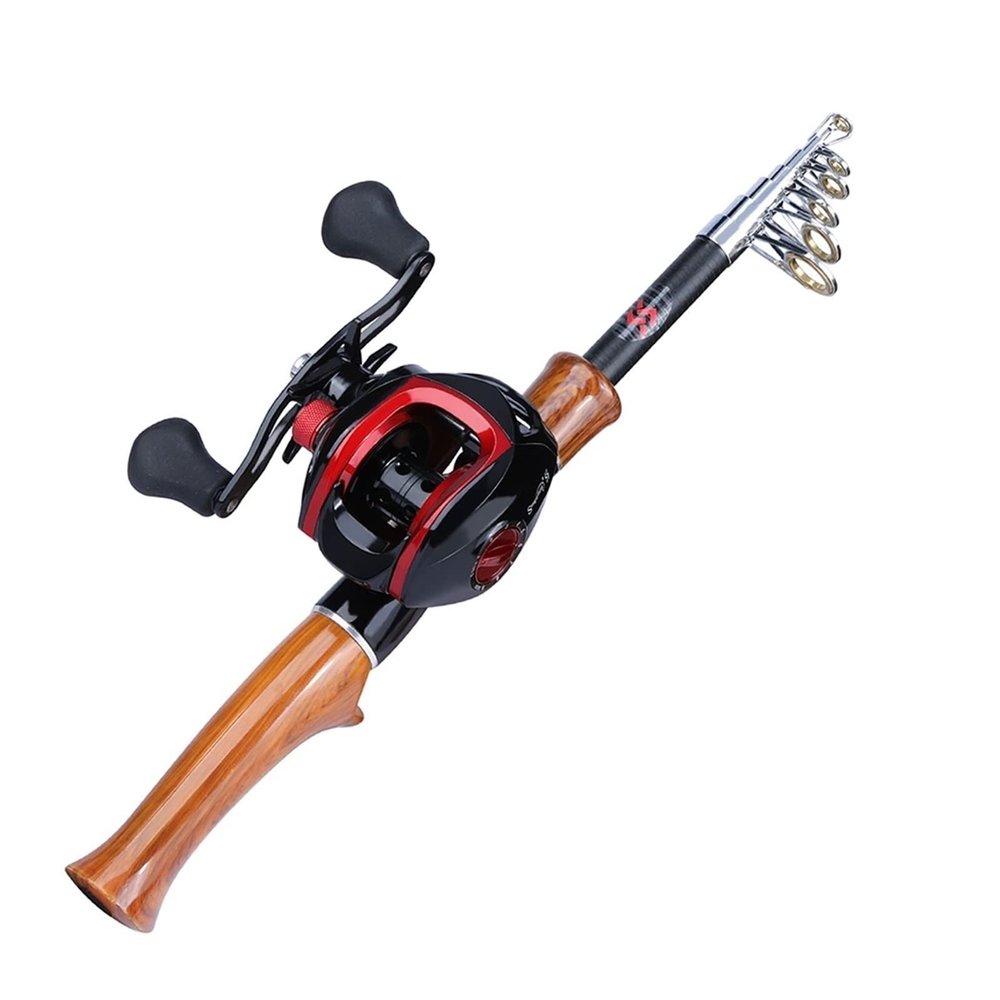 HNHYNSY Telescopic Fishing Rod Fishing Rod and Reel Combo Carbon Fiber Casting Fishing Rod and 17+1 BB 7.1:1 Gear Ratio Casting Fishing Reel 1.6m Fishing Rods (Color : A, Size : Right Hand)