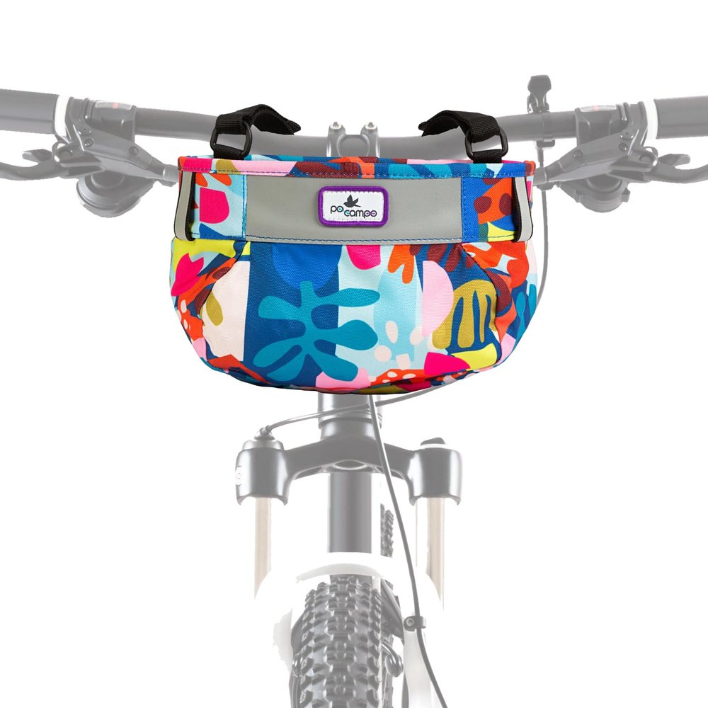 Po Campo Kids Bicycle Basket  Whoosh Bike Basket  Front Frame Handlebar Bag  Waterproof Fabric Bike Basket for Boys, Girls, Toddlers Bike or Scooter (Aquatic)