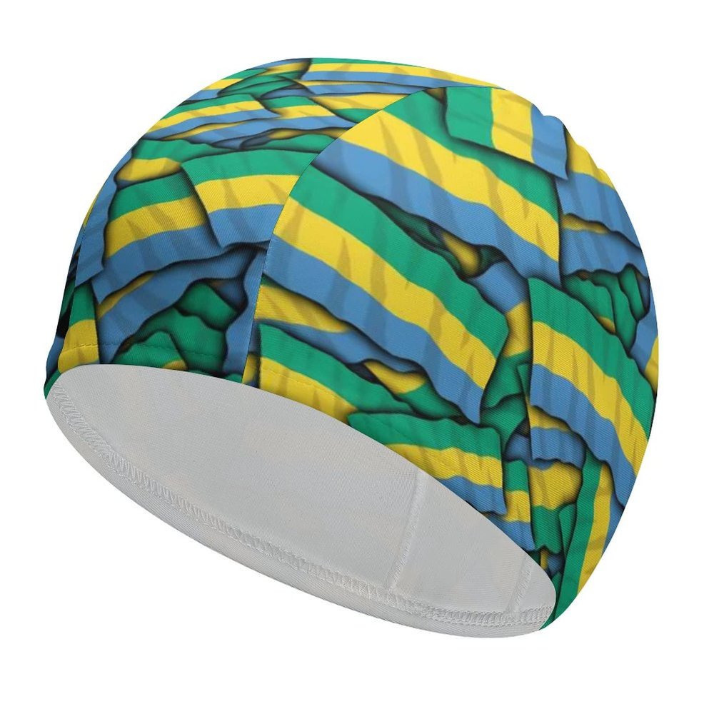 Gabonese Flag Swimming Cap, Shower Cap for Adults and Children with Long Hair to Keep Hair Dry Hats