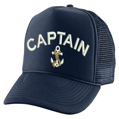 ALLNTRENDS Captain Embroidered Trucker Hat Adjustable Boat Embroidery Summer Beach Cap (Navy Blue)