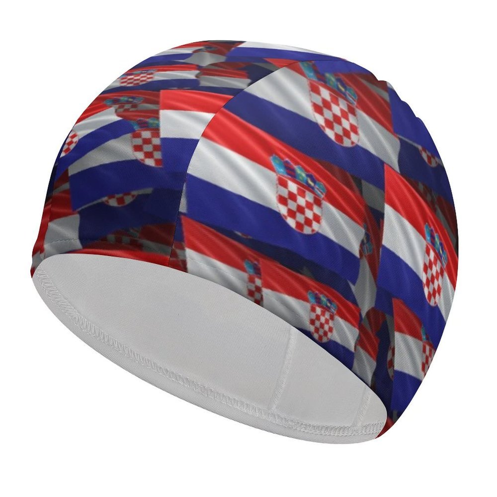 Croatian Flag Swimming Cap, Shower Cap for Adults and Children with Long Hair to Keep Hair Dry Hats