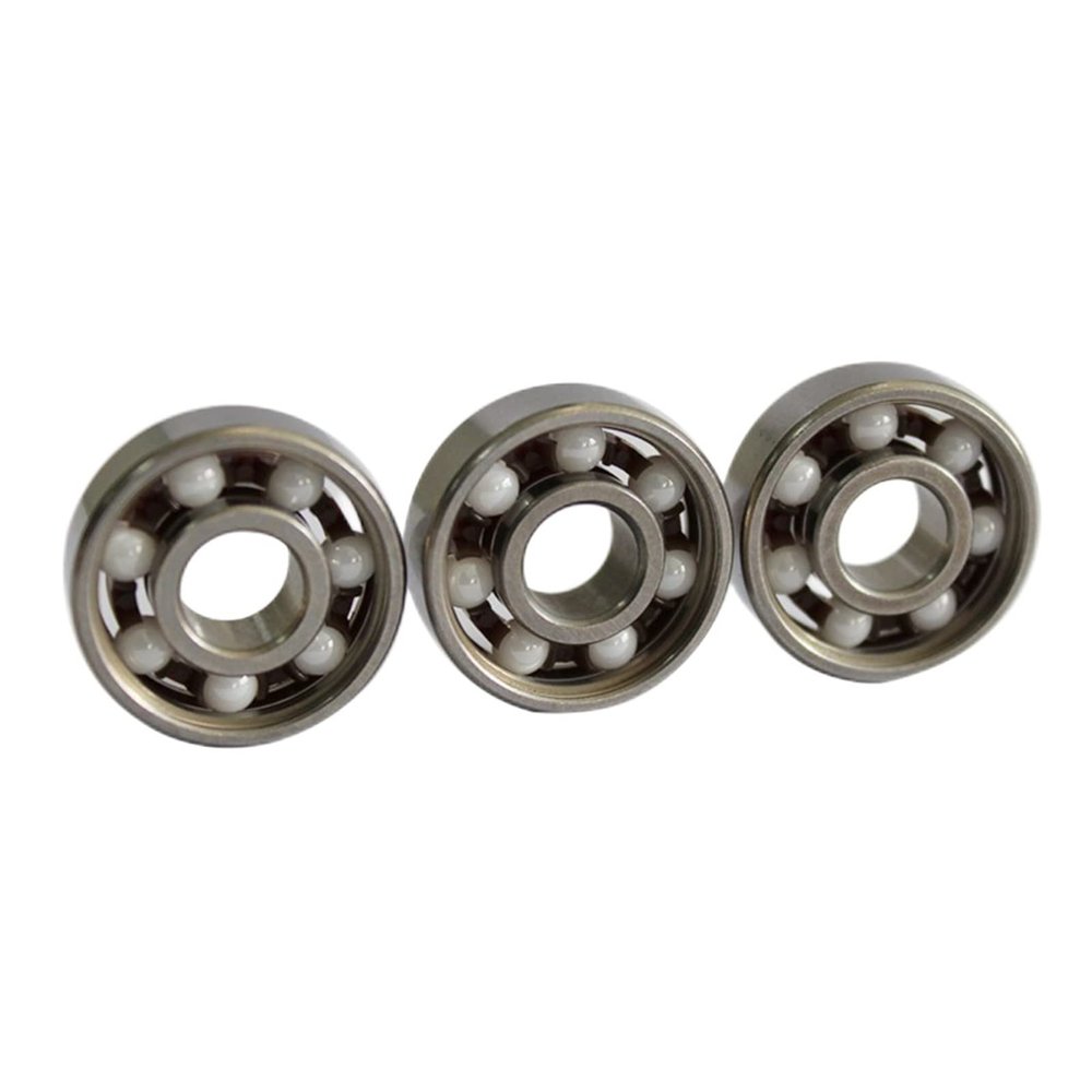 SUOFEILAIMU 10PCS 608 2RS Chrome Steel Ring with White ZrO2 Ceramic Balls Longboard Inline Skate Skateboard Bearings