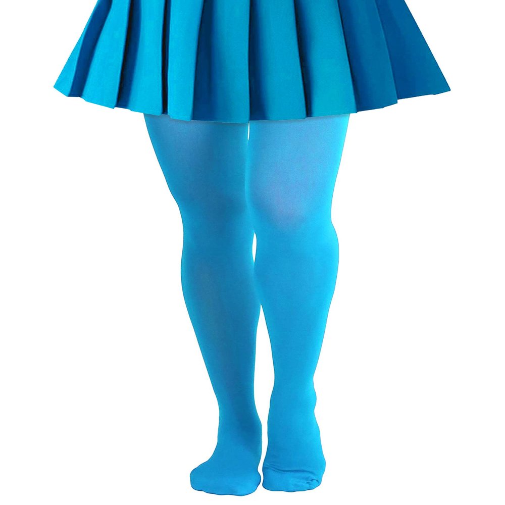 Lastclream High Waisted Tights for Women Cosplay Costume Stockings 80 Denier Semi Opaque Pantyhose Full Footed (Blue)