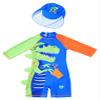 renvena Kid Boys Cartoon Printed Rashguard Shirt Bodysuit UV Sun Protection Swimwear Bathing Suit with Hat Set Blue&Green 4-5 view 3