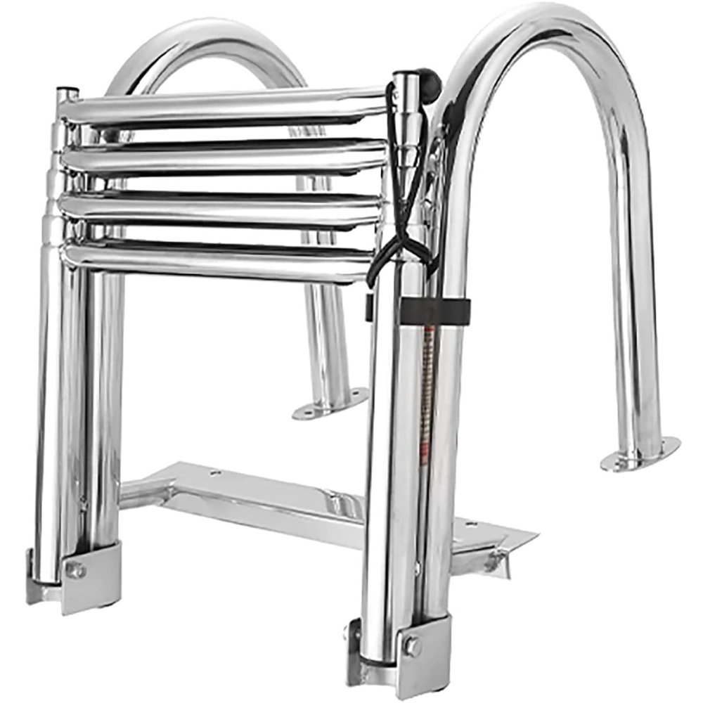Boat Ladder Foldable Ladders Swimming Bathing Ladder Telescopic Boat Pool Ladder, Yacht Deck Ladder Stainless Steel Floating Deck Ladder with Non-Slip Pedal Or Pool