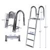 Boat Ladder Foldable Ladders Swimming Bathing Ladder Telescopic Boat Pool Ladder, Yacht Deck Ladder Stainless Steel Floating Deck Ladder with Non-Slip Pedal Or Pool view 3