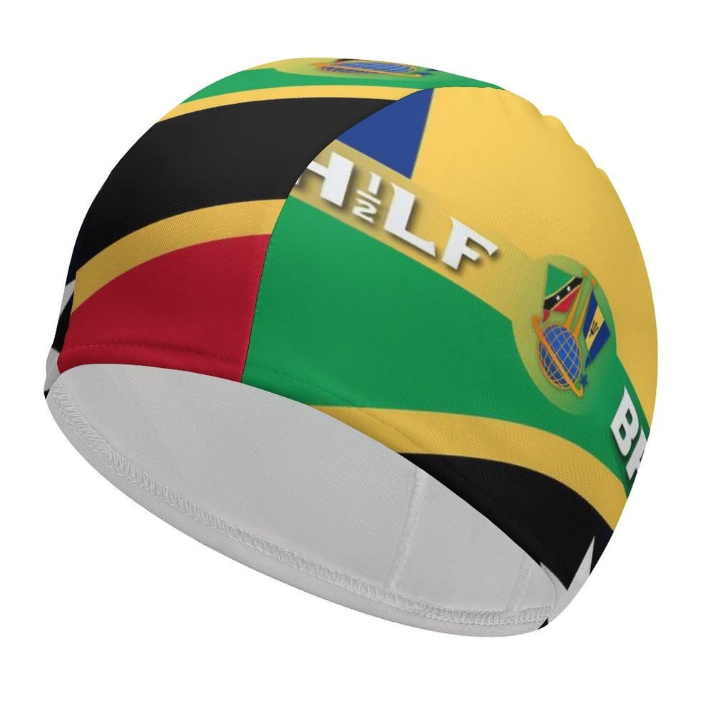 Barbados & ST Kitts Flag Swimming Cap, Shower Cap for Adults and Children with Long Hair to Keep Hair Dry Hats