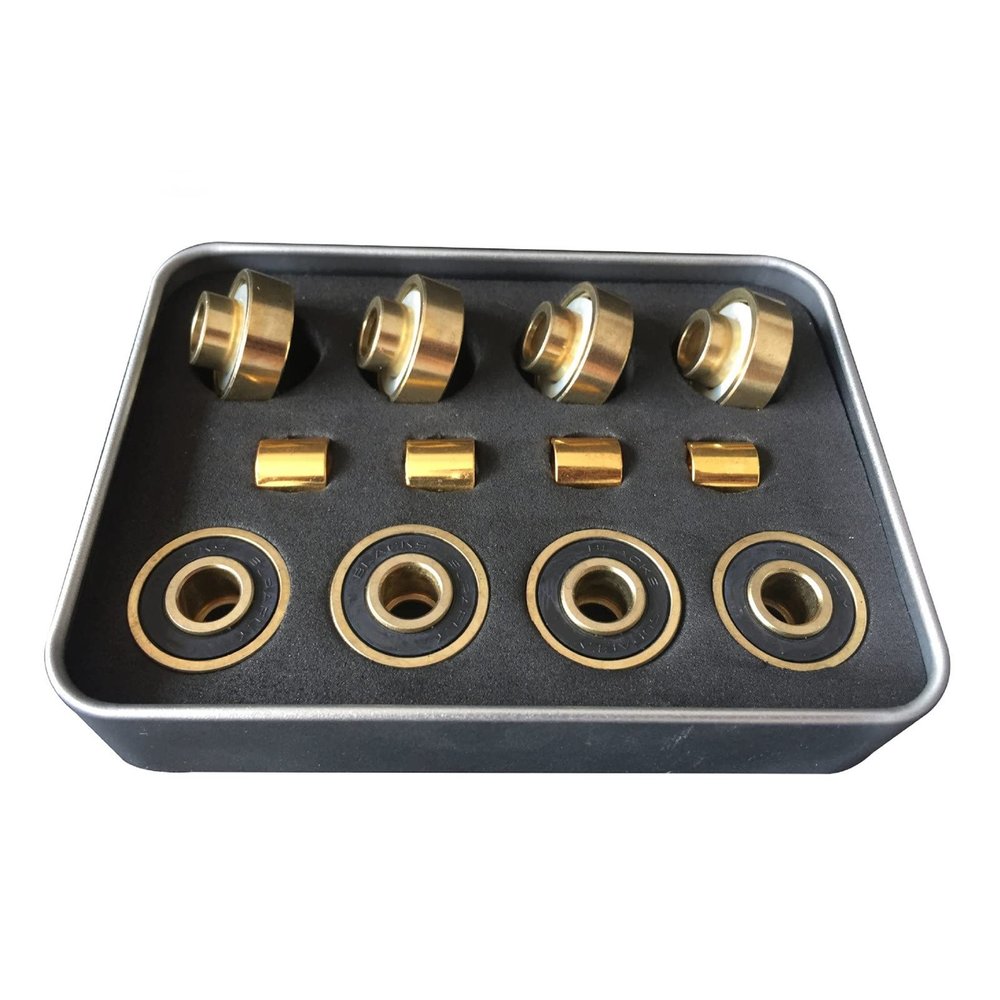 SUOFEILAIMU 8PCS 608RS Longboard Skateboards Inline Roller Skates Bearing P5 Titanium-Plated Integral Shaft Bearings 8x22x12.6mm