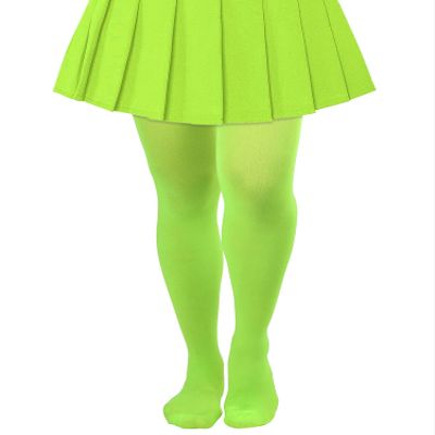 Lastclream High Waisted Tights for Women Cosplay Costume Stockings 80 Denier Semi Opaque Pantyhose Full Footed (Fluorescent Green)