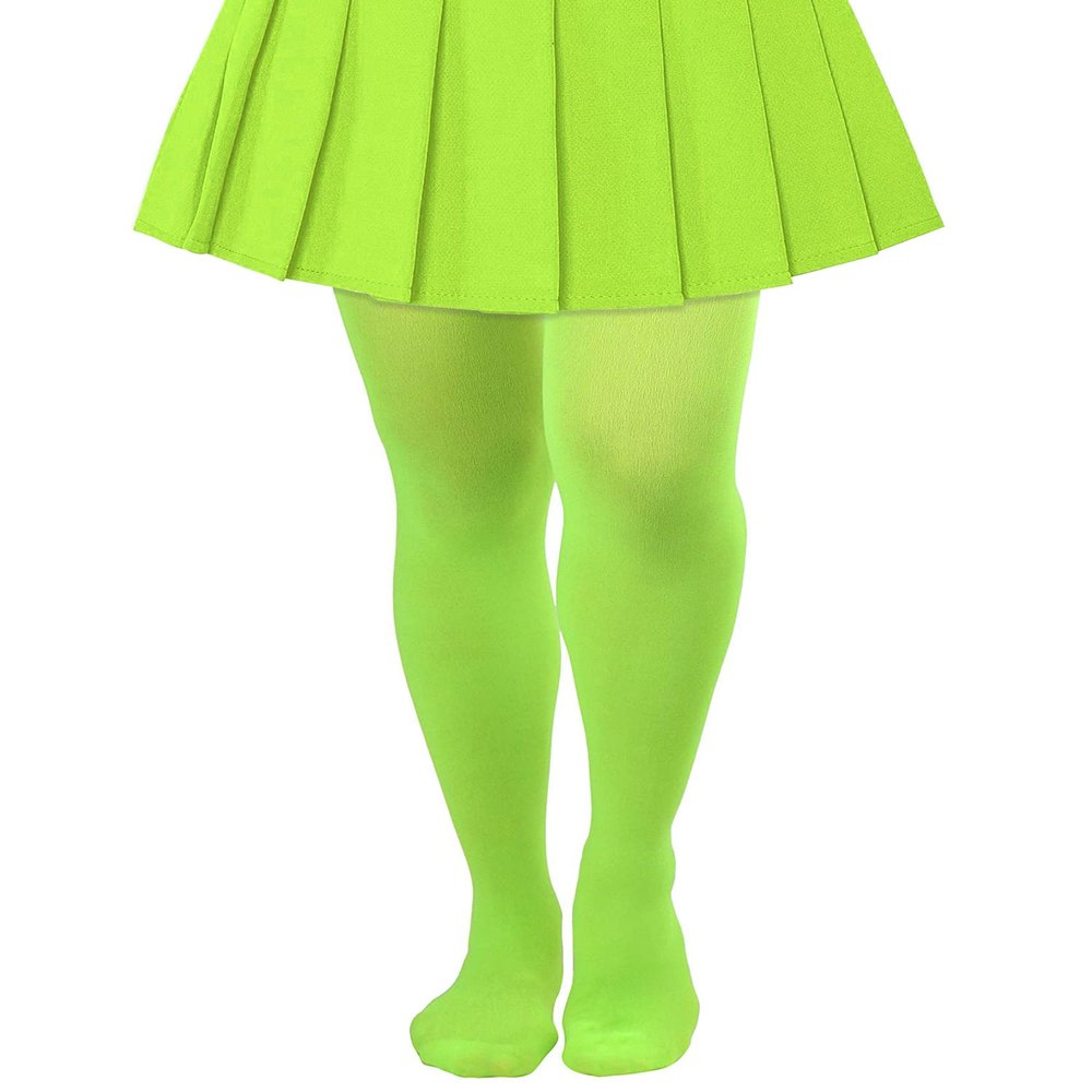 Lastclream High Waisted Tights for Women Cosplay Costume Stockings 80 Denier Semi Opaque Pantyhose Full Footed (Fluorescent Green)