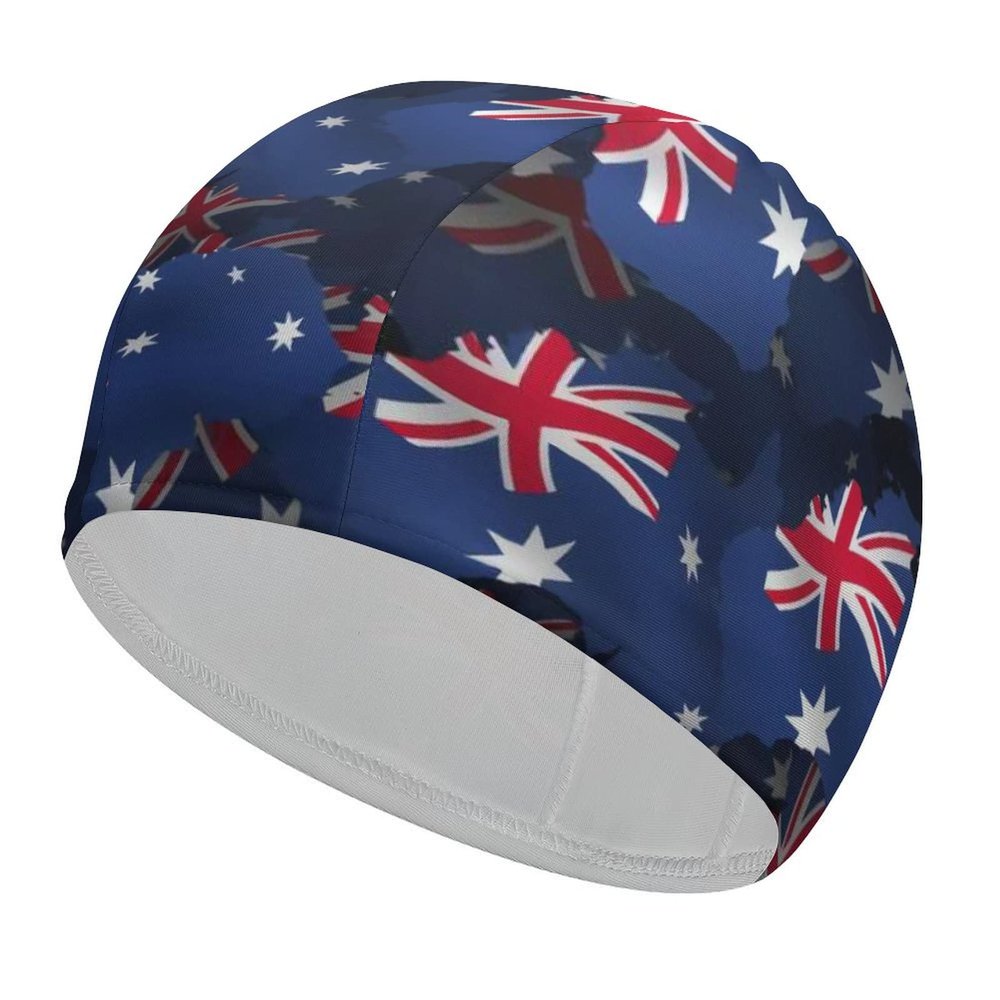 Australian Flag Swimming Cap, Shower Cap for Adults and Children with Long Hair to Keep Hair Dry Hats