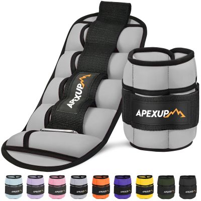 APEXUP 10lbs/Pair Adjustable Ankle Weights for Women and Men, Modularized Leg Weight Straps for Yoga, Walking, Running, Aerobics, Gym, Physical Therapy (Grey)